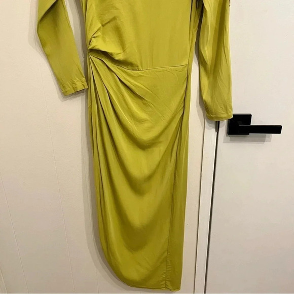 Reiss Nadia drape lime green midi dress size 0 - Picture 5 of 14